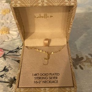 J initial charm with gold chain. Sterling silver with 14 KT gold plating.